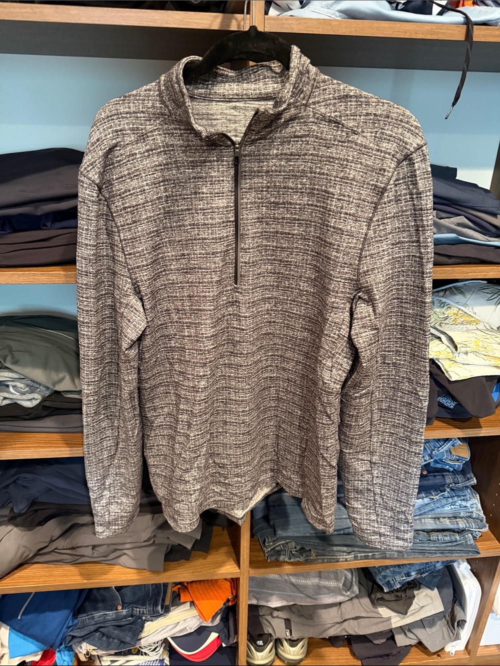 lululemon athletica Men's Gray Heathered Half-Zip Pullover
